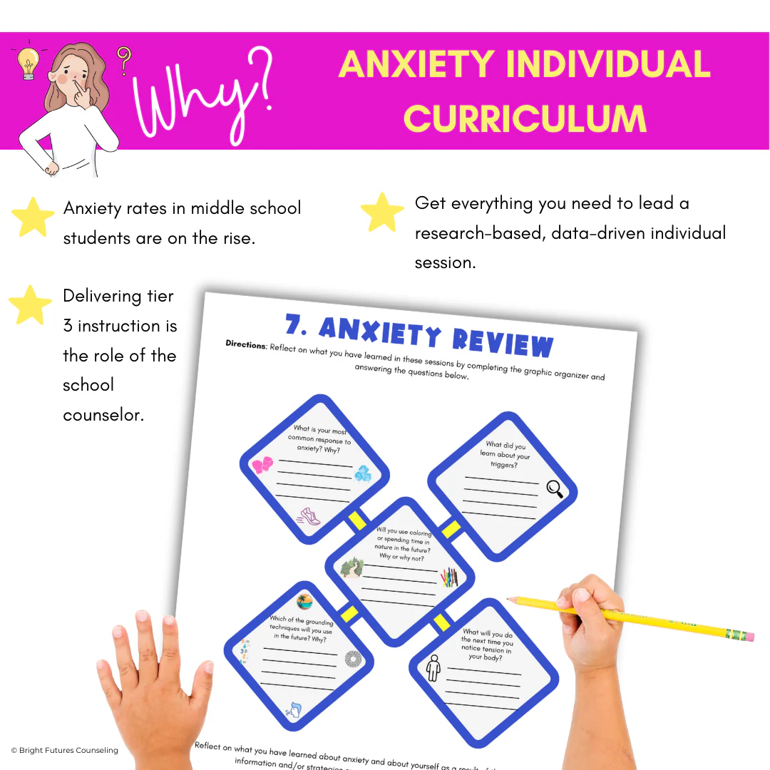 Anxiety Coping Skills Activities- Middle School Individual Counseling Curriculum - Image 3