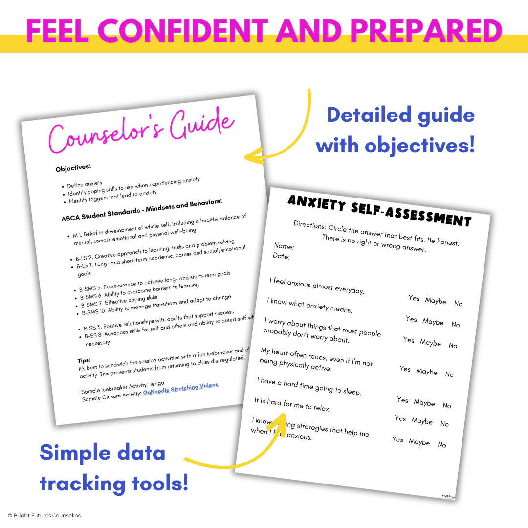 Anxiety Coping Skills Activities- Middle School Individual Counseling Curriculum - Image 5