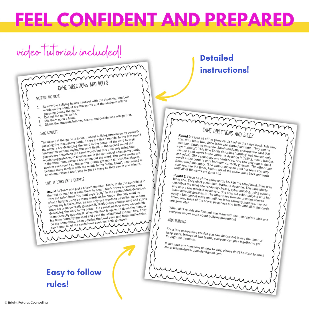Bullying Prevention Game - Salad Bowl Charades School Counseling Game - Image 3