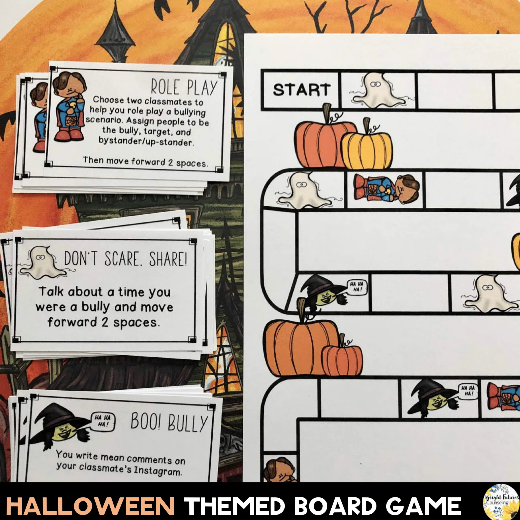 Bullying Prevention Halloween Board Game - School Counseling Fall Game - Image 3
