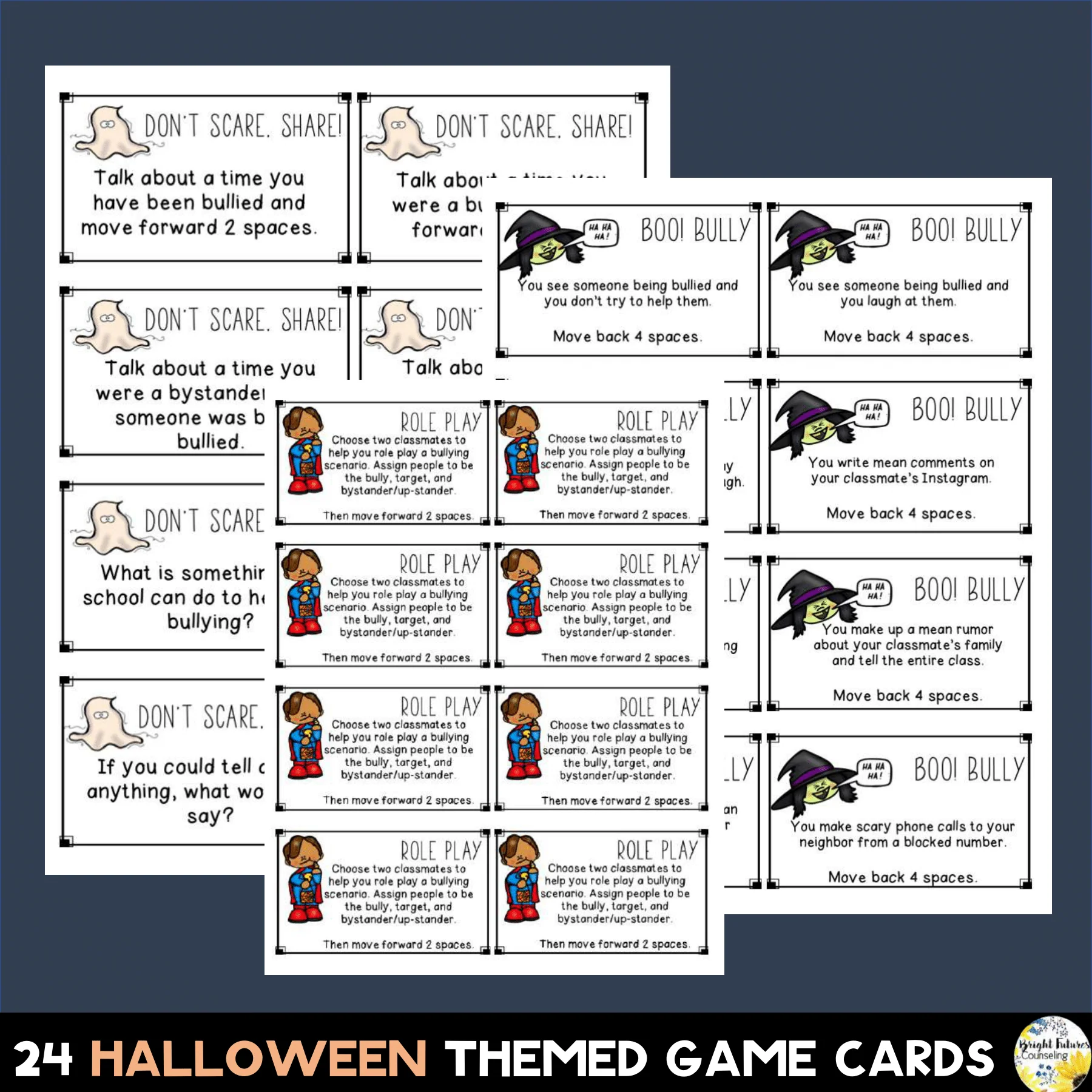 Bullying Prevention Halloween Board Game - School Counseling Fall Game - Image 4