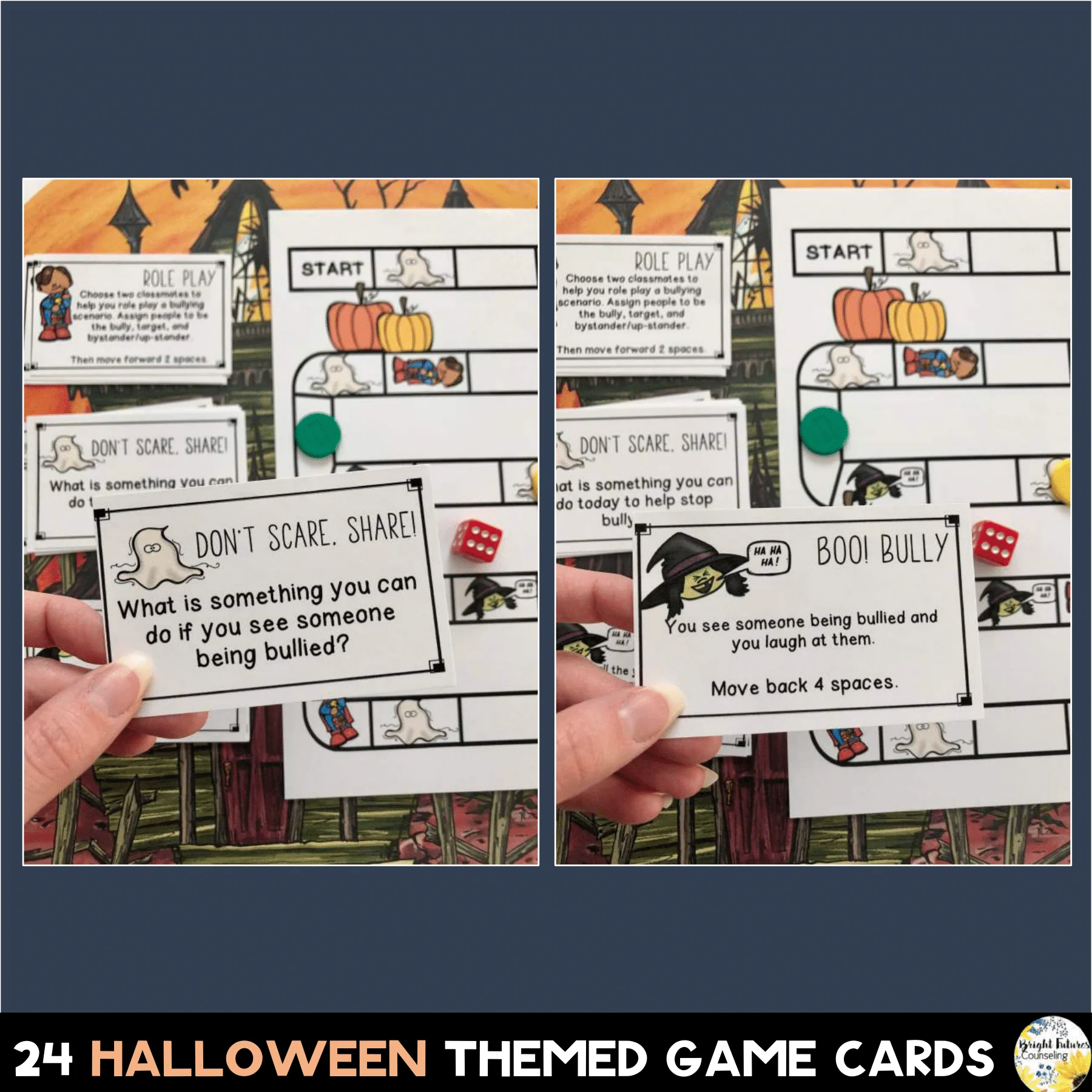 Bullying Prevention Halloween Board Game - School Counseling Fall Game - Image 5
