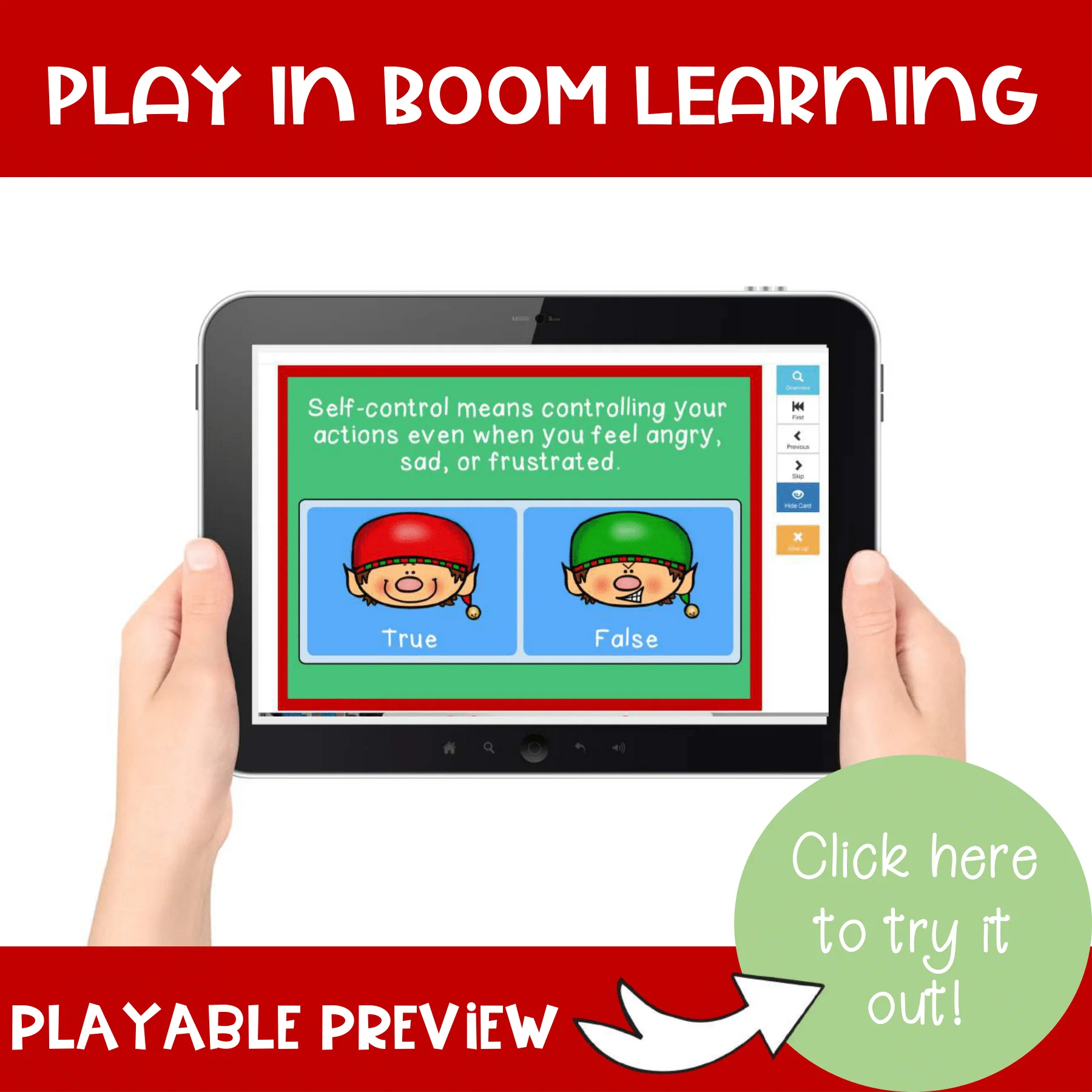 Christmas sELF-Control Boom Cards - Distance Learning Self-Control Activity - Image 2
