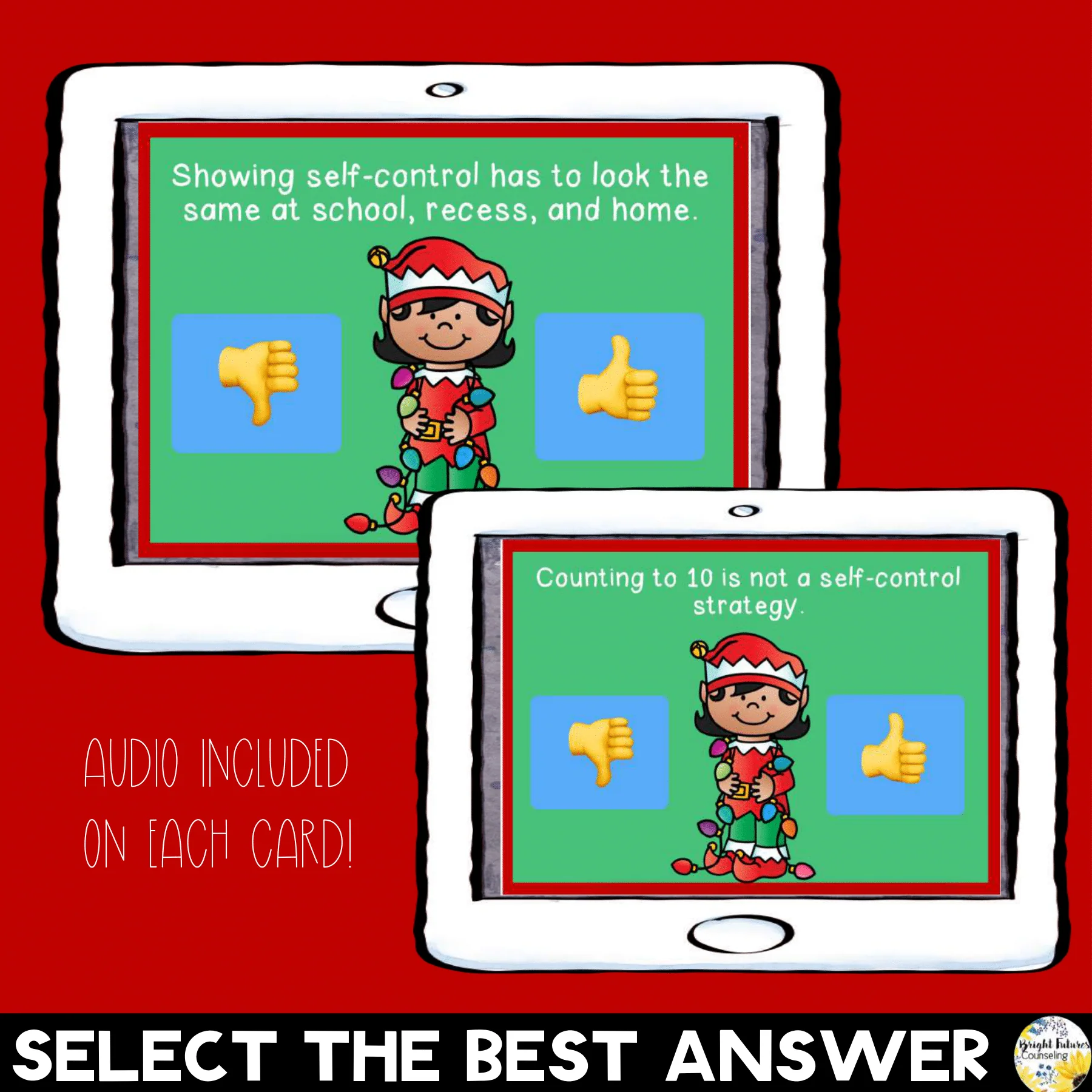 Christmas sELF-Control Boom Cards - Distance Learning Self-Control Activity - Image 4