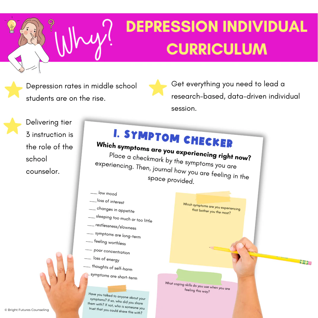 Depression Middle School Individual Counseling Curriculum - Image 3