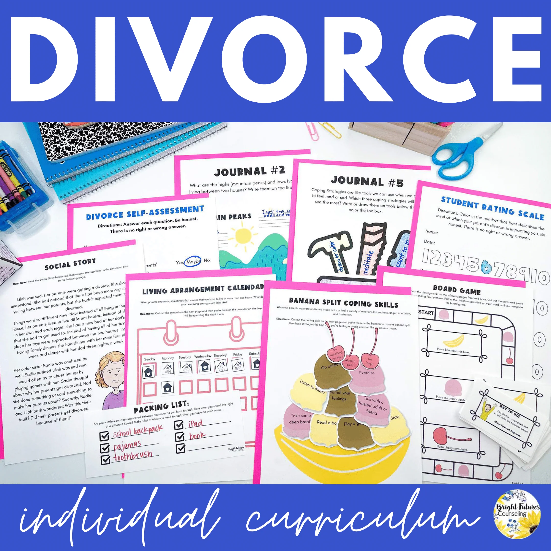 Divorce Individual Counseling Curriculum + Data Tracking Tools