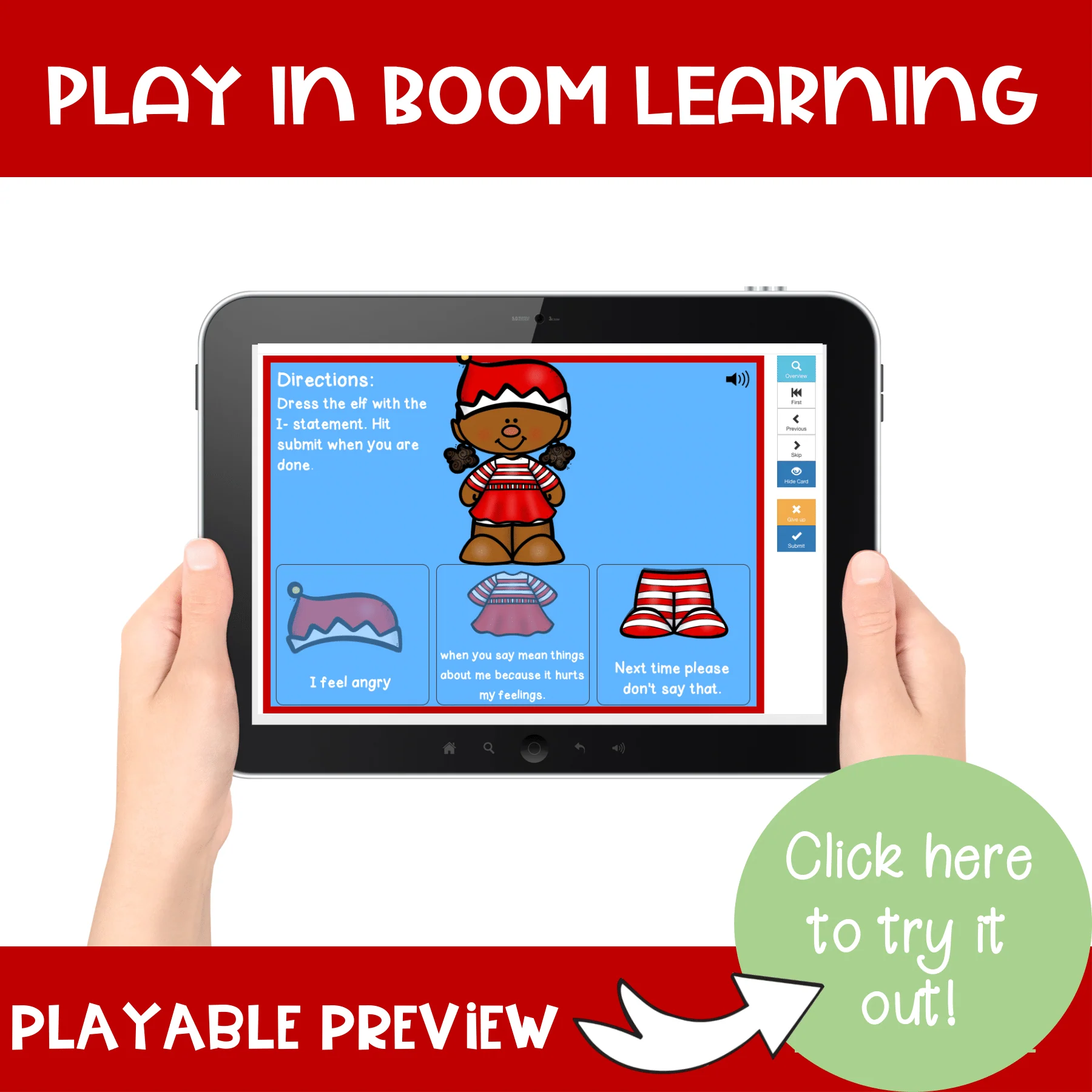 Dress an Elf with I-Statements Boom Cards Digital Activity for Distance Learning - Image 2