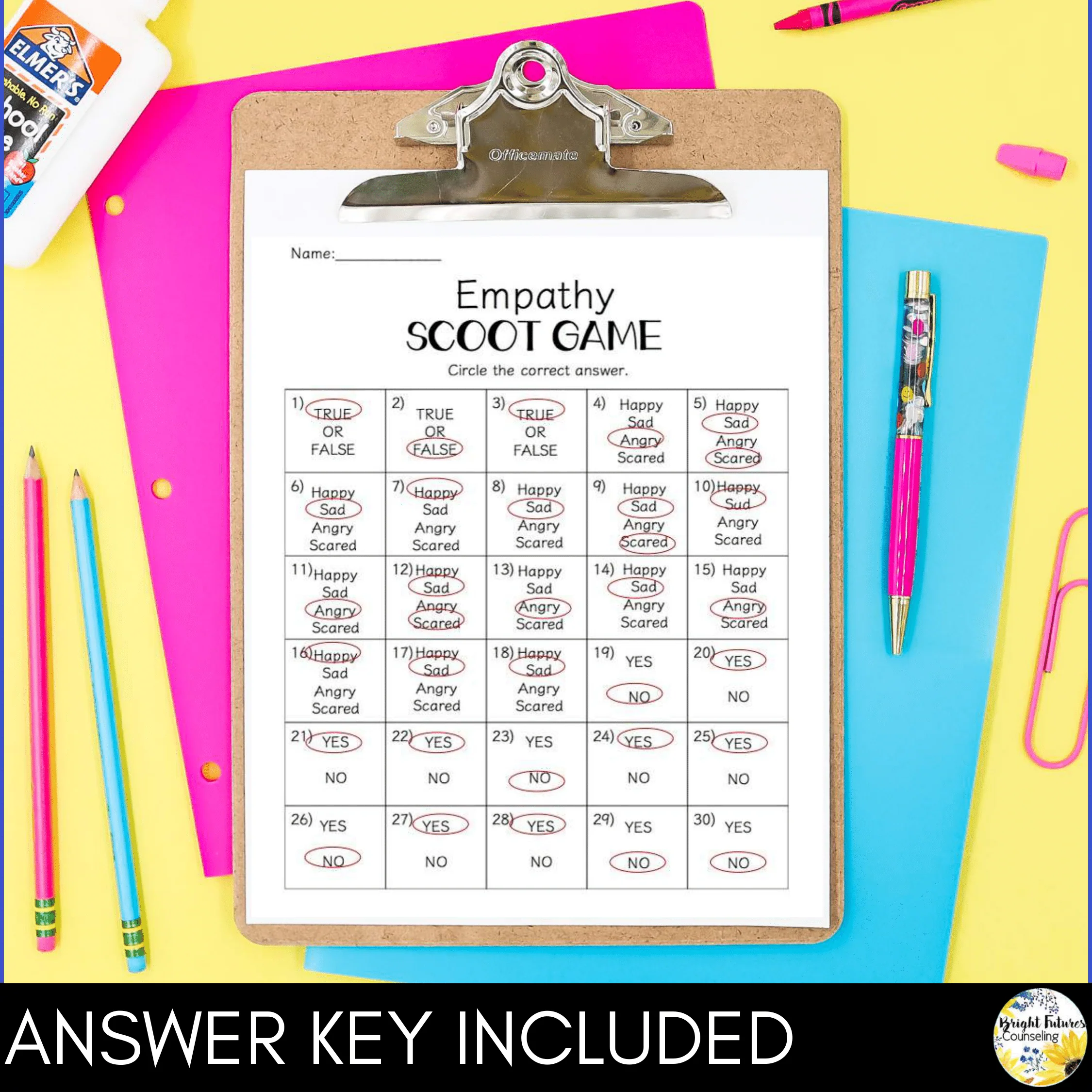 Empathy and Identifying Feelings Scoot Game - School Counseling SEL Game - Image 3