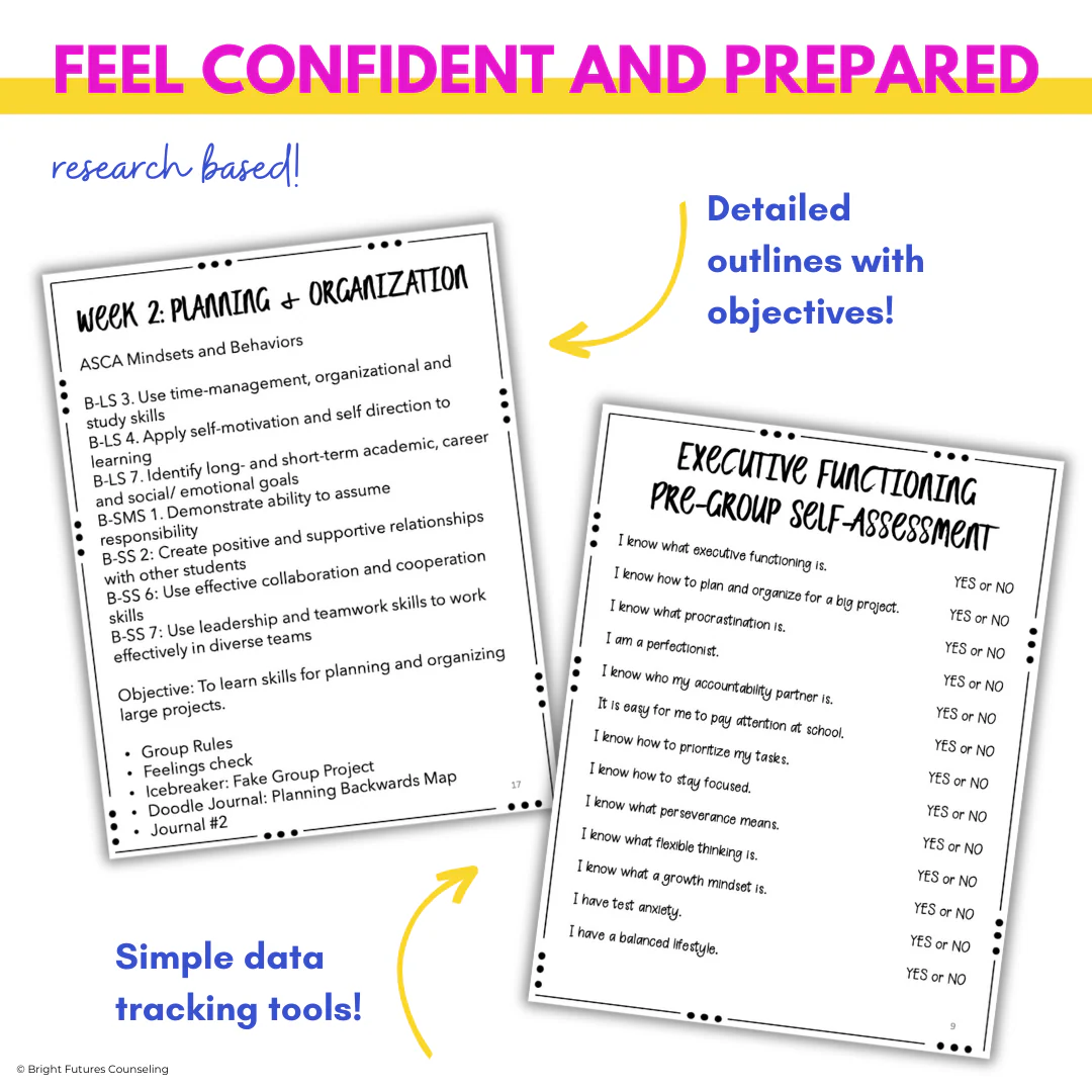 Executive Functioning and Study Skills School Counseling Group & SEL Activities - Image 5