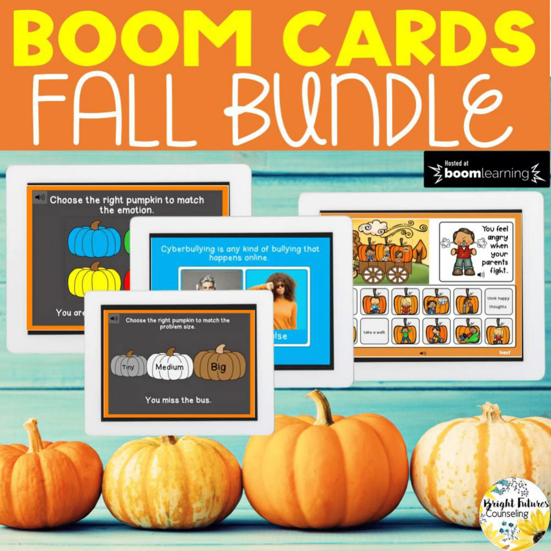 Fall and Halloween Boom Cards Bundle - Digital SEL Counseling Games