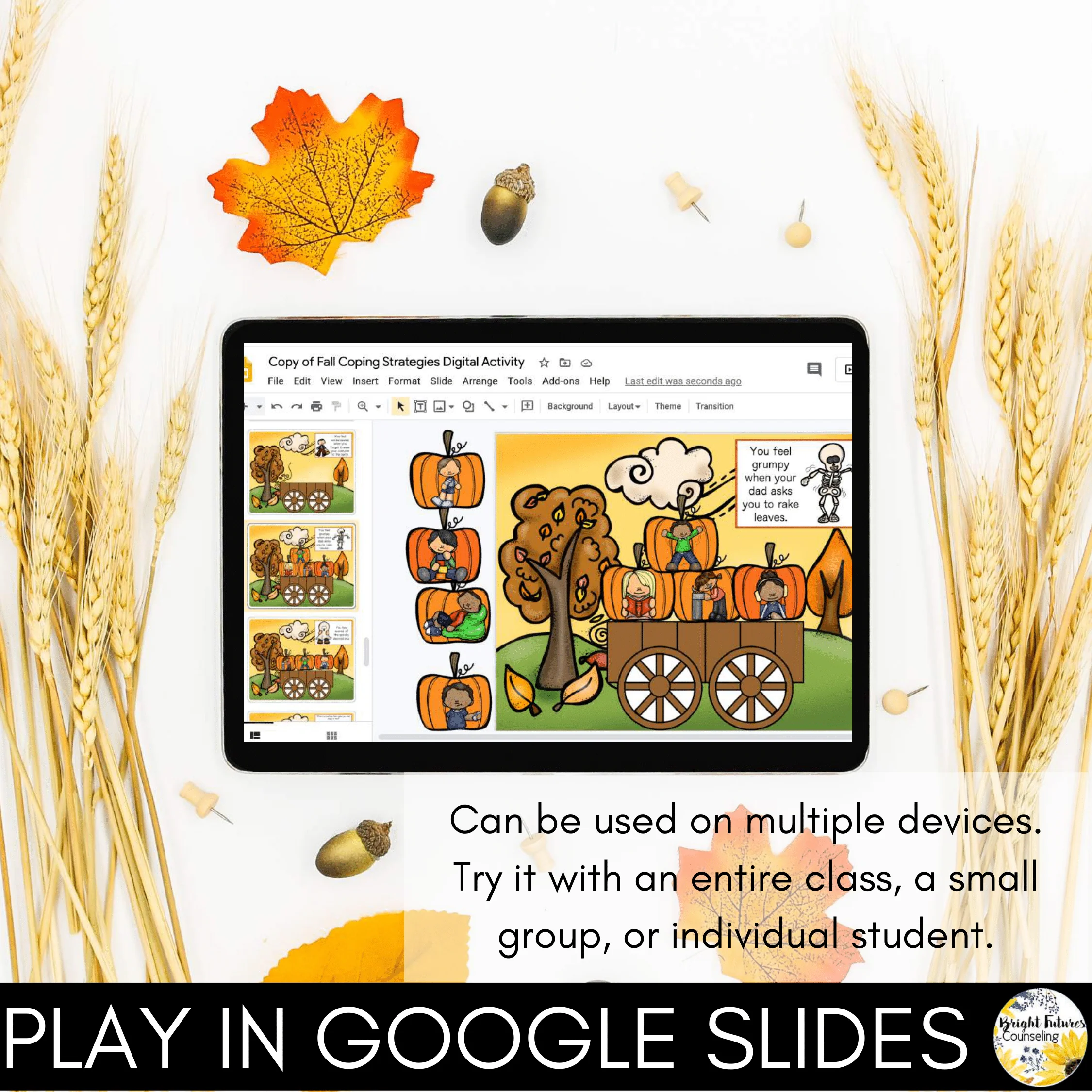 FALL Coping Strategies Digital Activity with Boom Cards & Google Slides Versions - Image 5