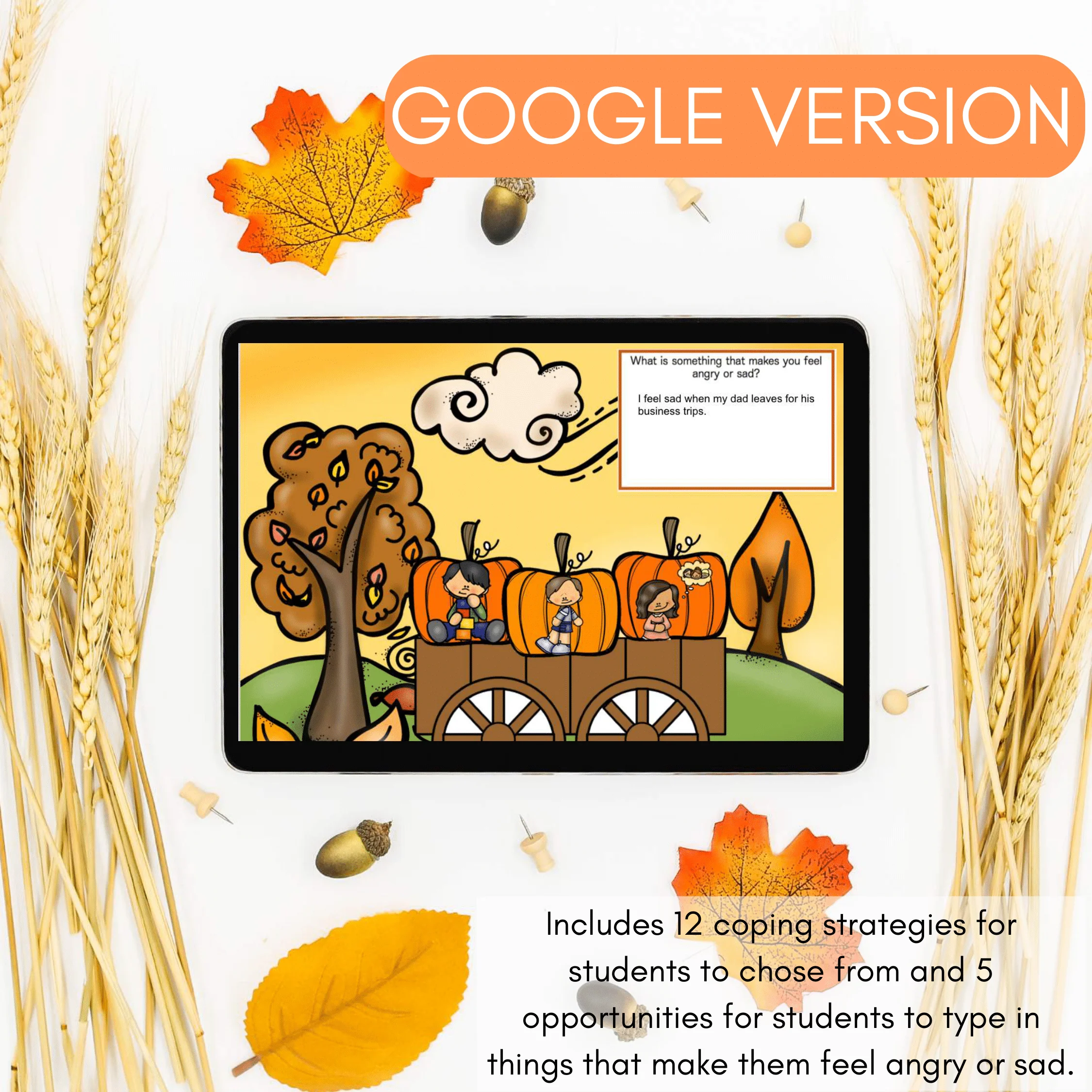 FALL Coping Strategies Digital Activity with Boom Cards & Google Slides Versions - Image 7