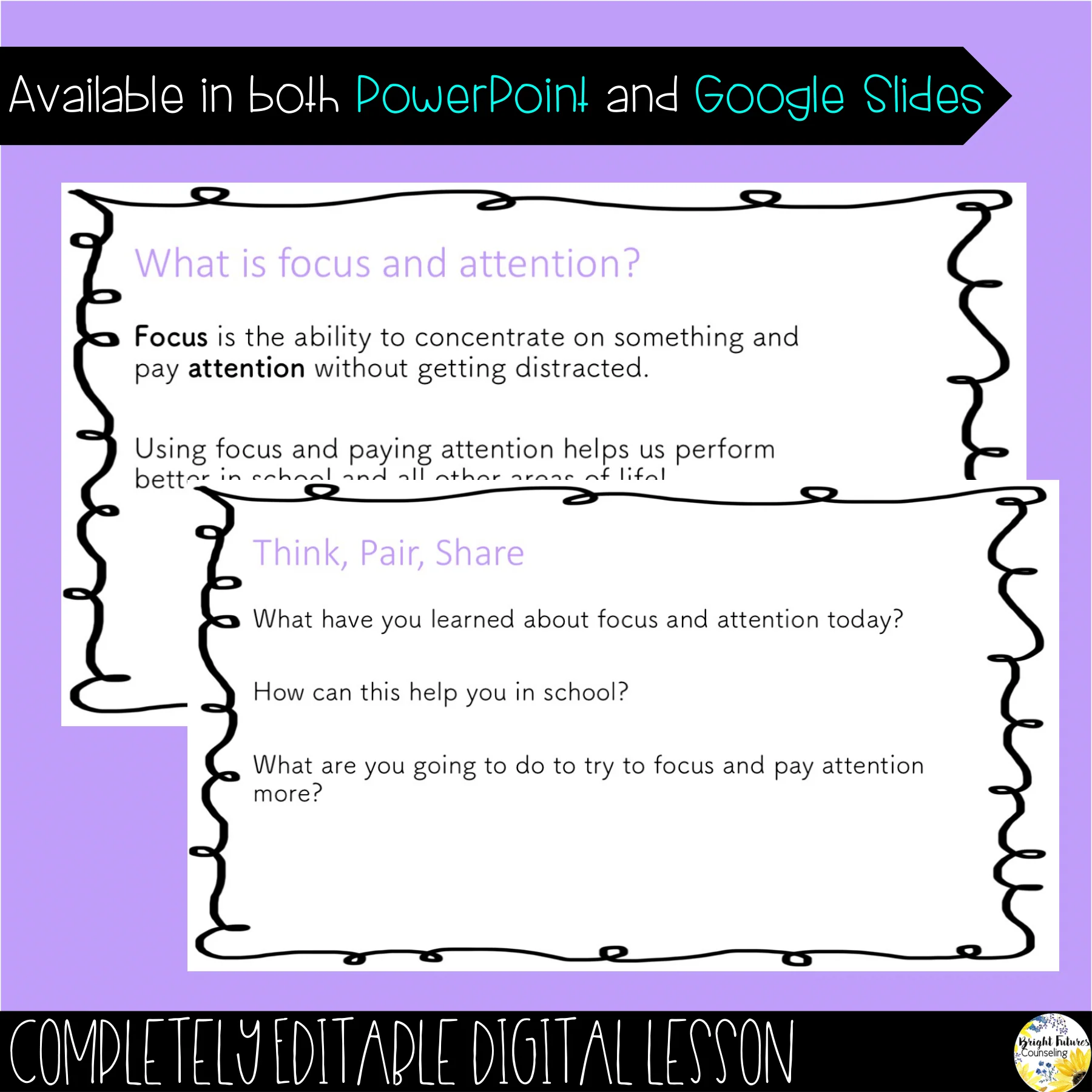 Focus and Attention SEL Classroom Guidance Lesson with Editable Digital Version - Image 2