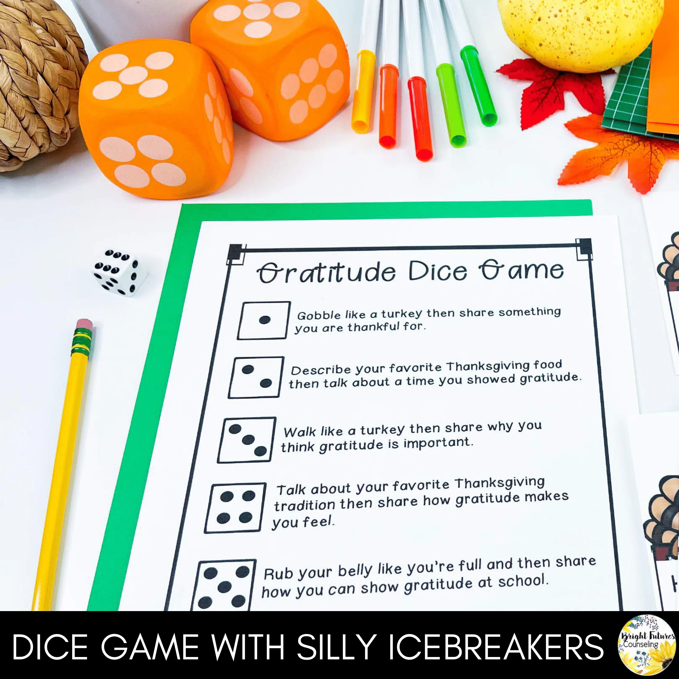 Gratitude Discussion Cards and Dice Game Thanksgiving Themed Gratitude Activity - Image 2