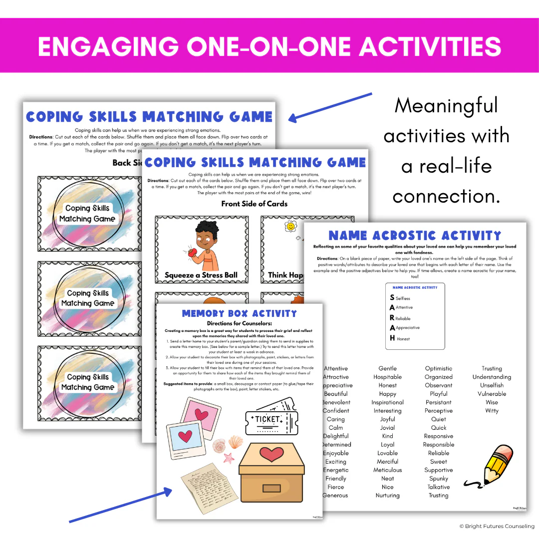 Grief and Loss Middle School Individual Counseling Curriculum- Grief Activities - Image 10