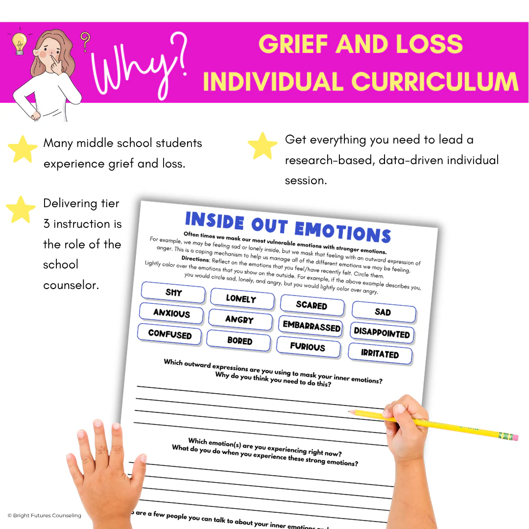 Grief and Loss Middle School Individual Counseling Curriculum- Grief Activities - Image 3