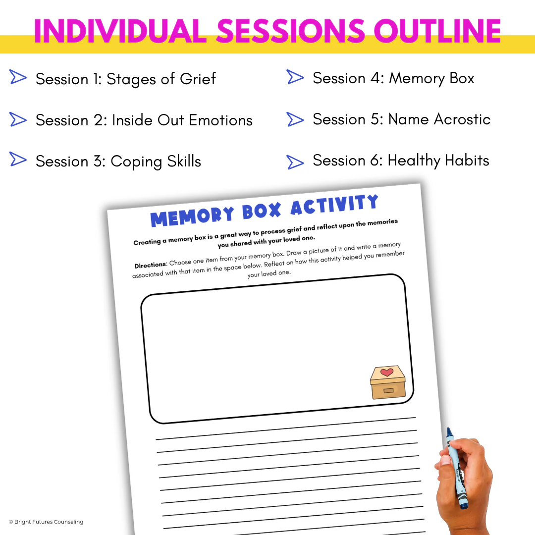 Grief and Loss Middle School Individual Counseling Curriculum- Grief Activities - Image 8
