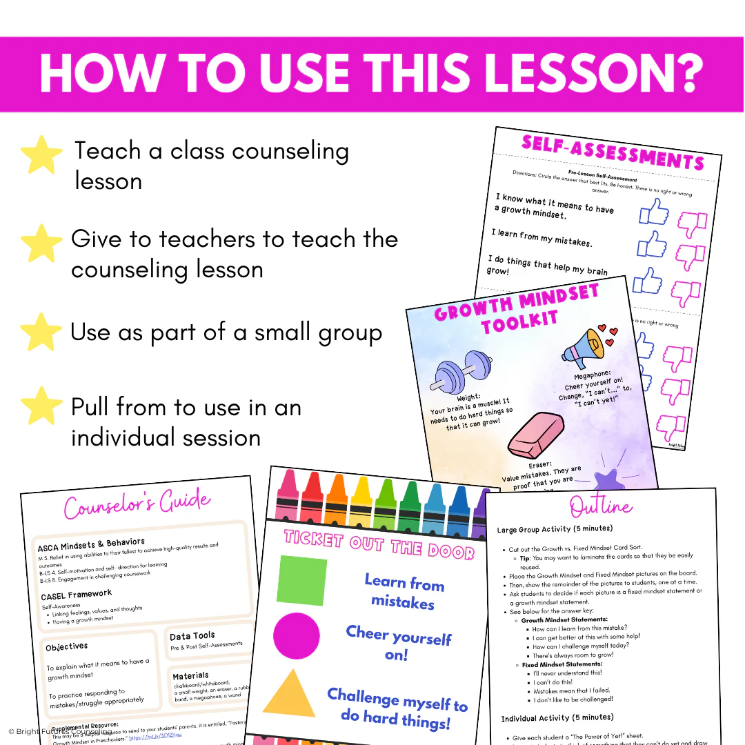 Growth Mindset Primary School Counseling & SEL Lesson- Growth Mindset Activities - Image 15