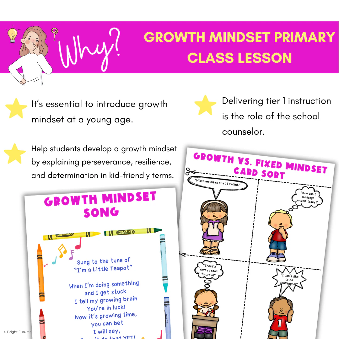 Growth Mindset Primary School Counseling & SEL Lesson- Growth Mindset Activities - Image 3