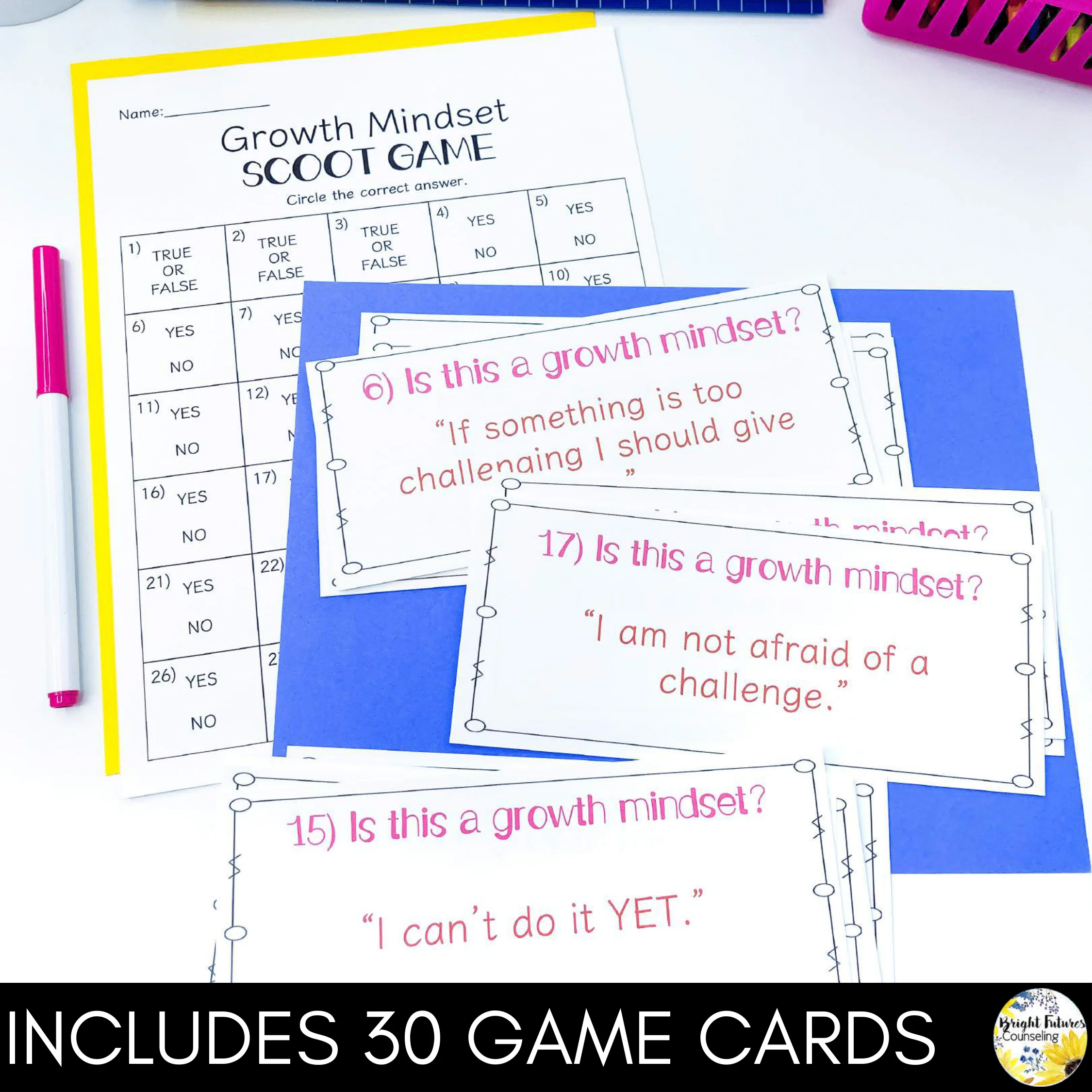 Growth Mindset Scoot Game School Counseling Game for Growth Mindset - Image 4