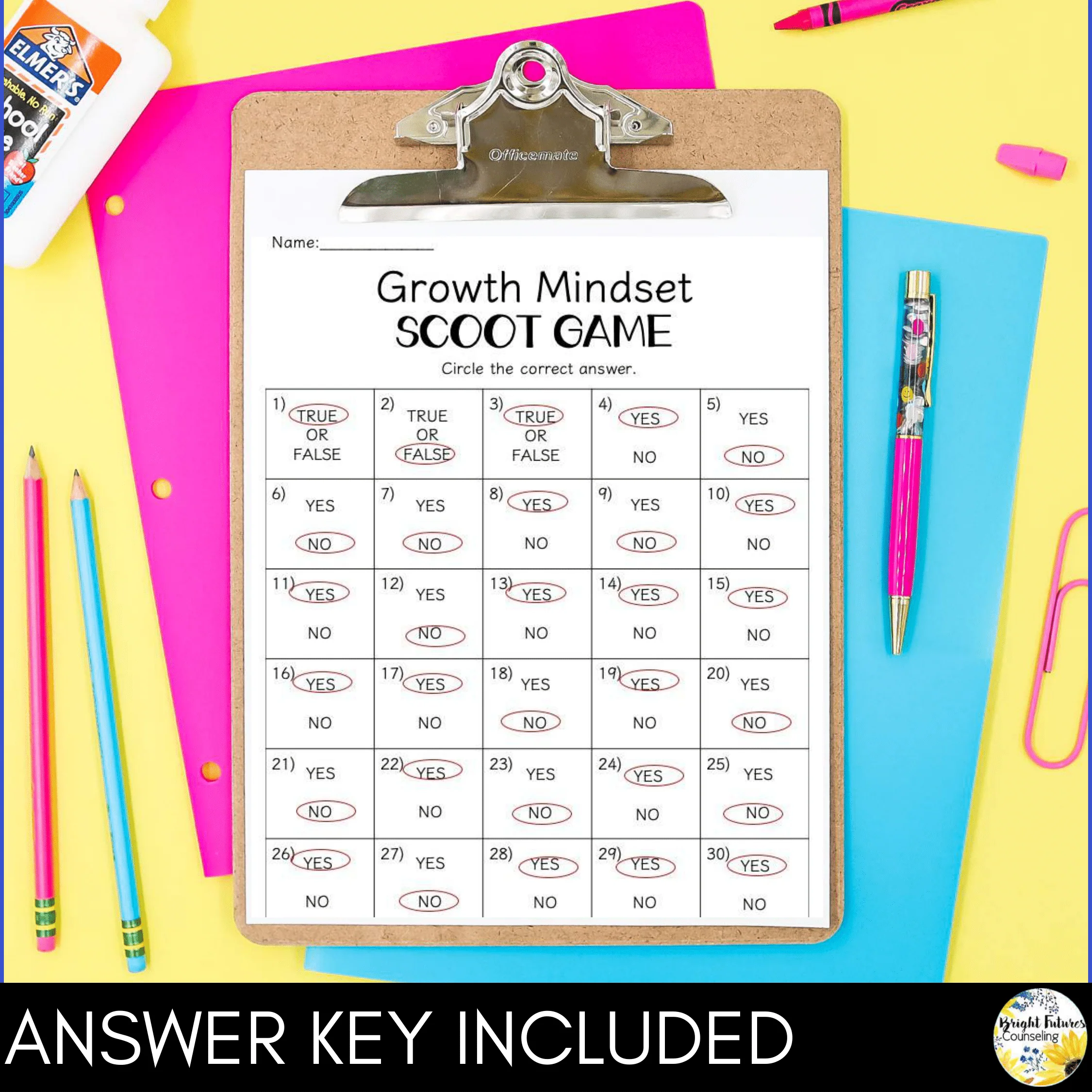 Growth Mindset Scoot Game School Counseling Game for Growth Mindset - Image 9