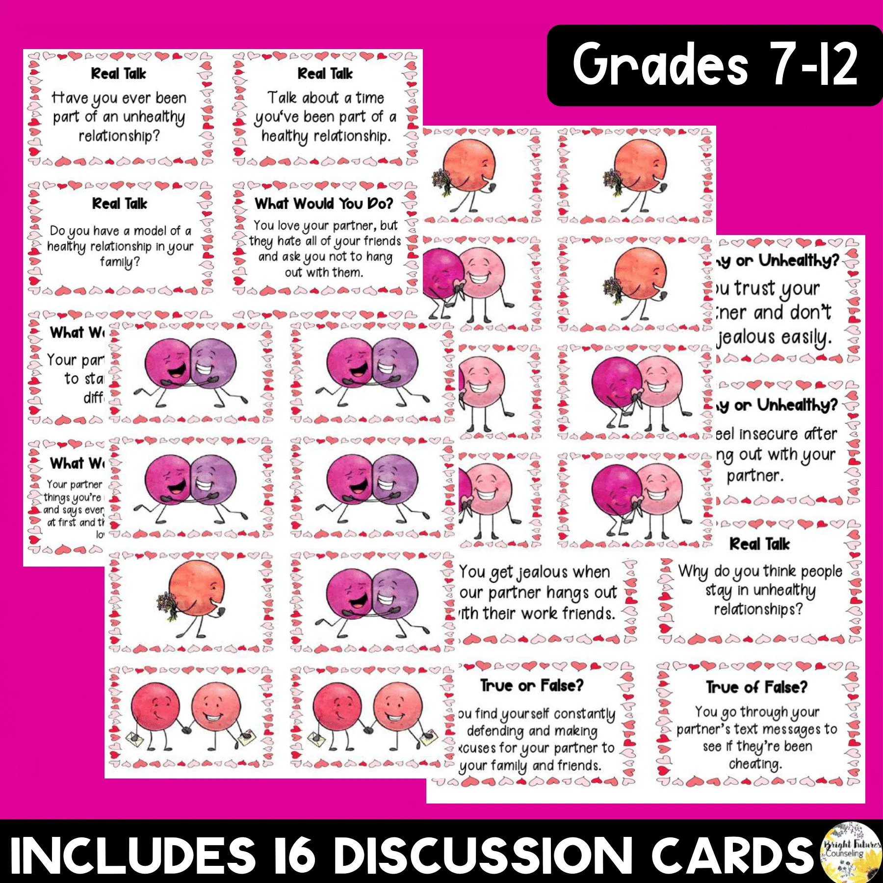 Healthy Vs. Unhealthy Relationships Discussion Cards - Valentine's Day Themed - Image 2
