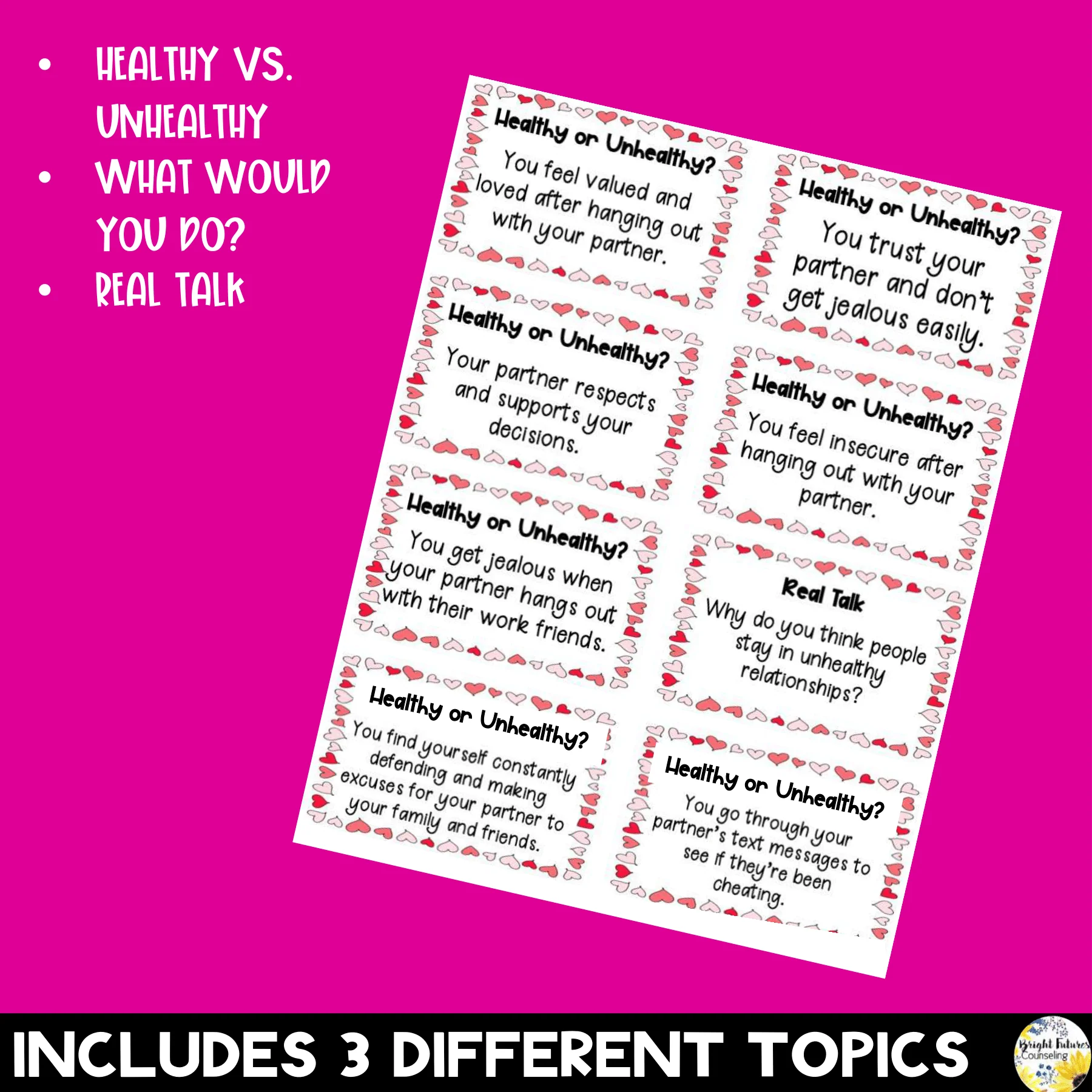 Healthy Vs. Unhealthy Relationships Discussion Cards - Valentine's Day Themed - Image 5