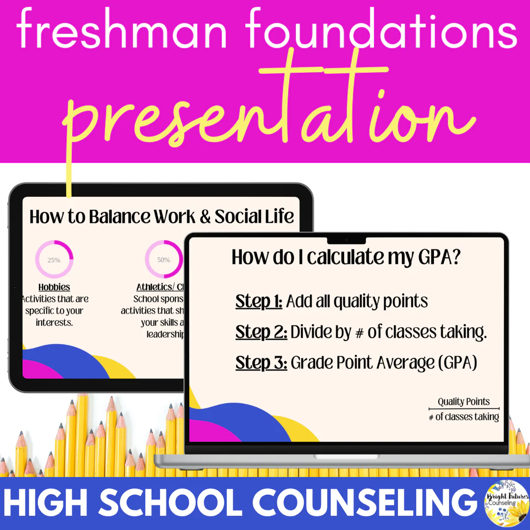 High School Counseling Freshman Foundations Presentation- Lesson for 9th Grade