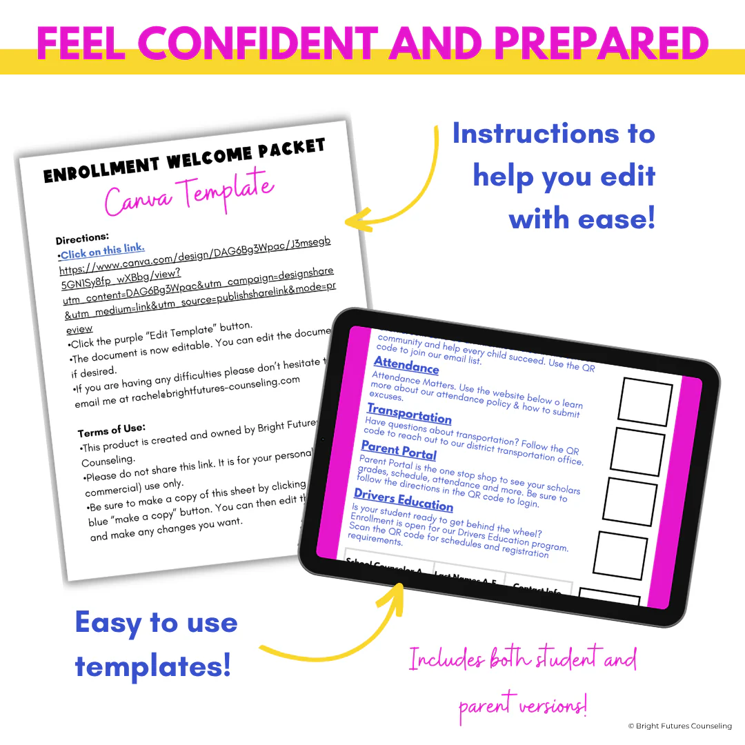 High School Enrollment Welcome Packet - High School Counseling Editable Forms - Image 3