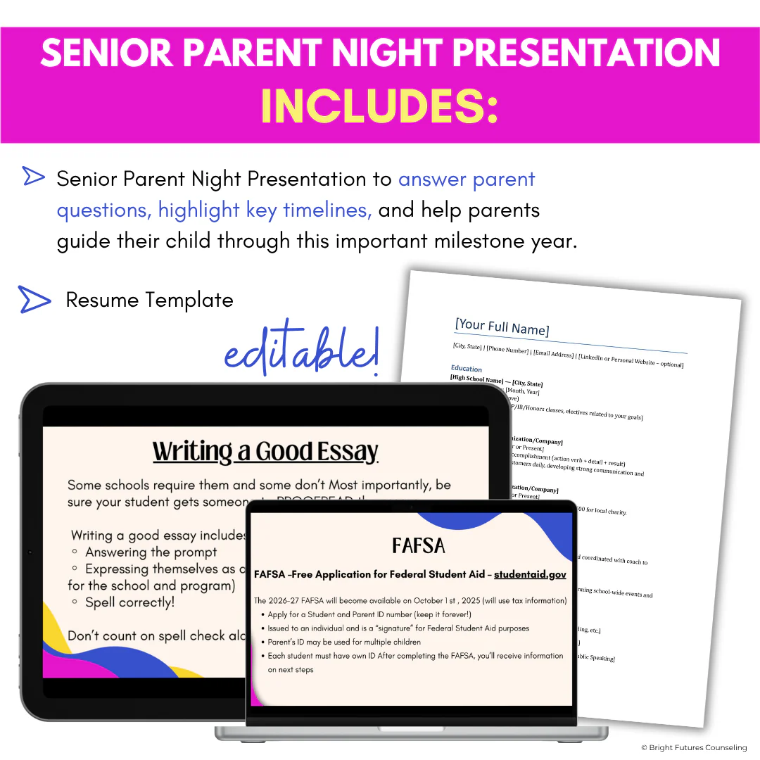 High School Senior Parent Night Presentation - Tools for High School Counselors - Image 3
