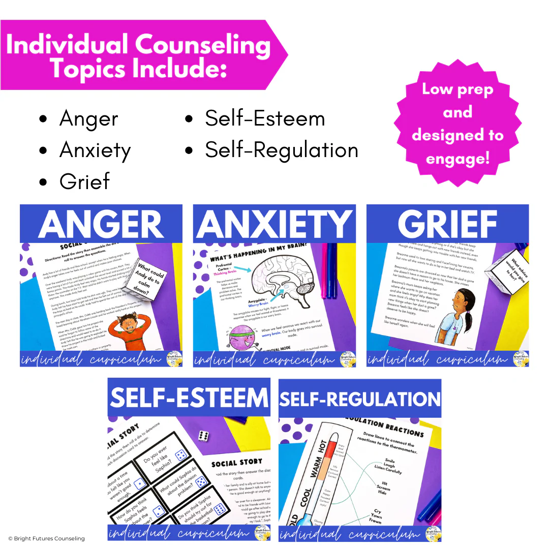 Individual Counseling Curriculum Bundle - Five Individual Counseling Topics - Image 5