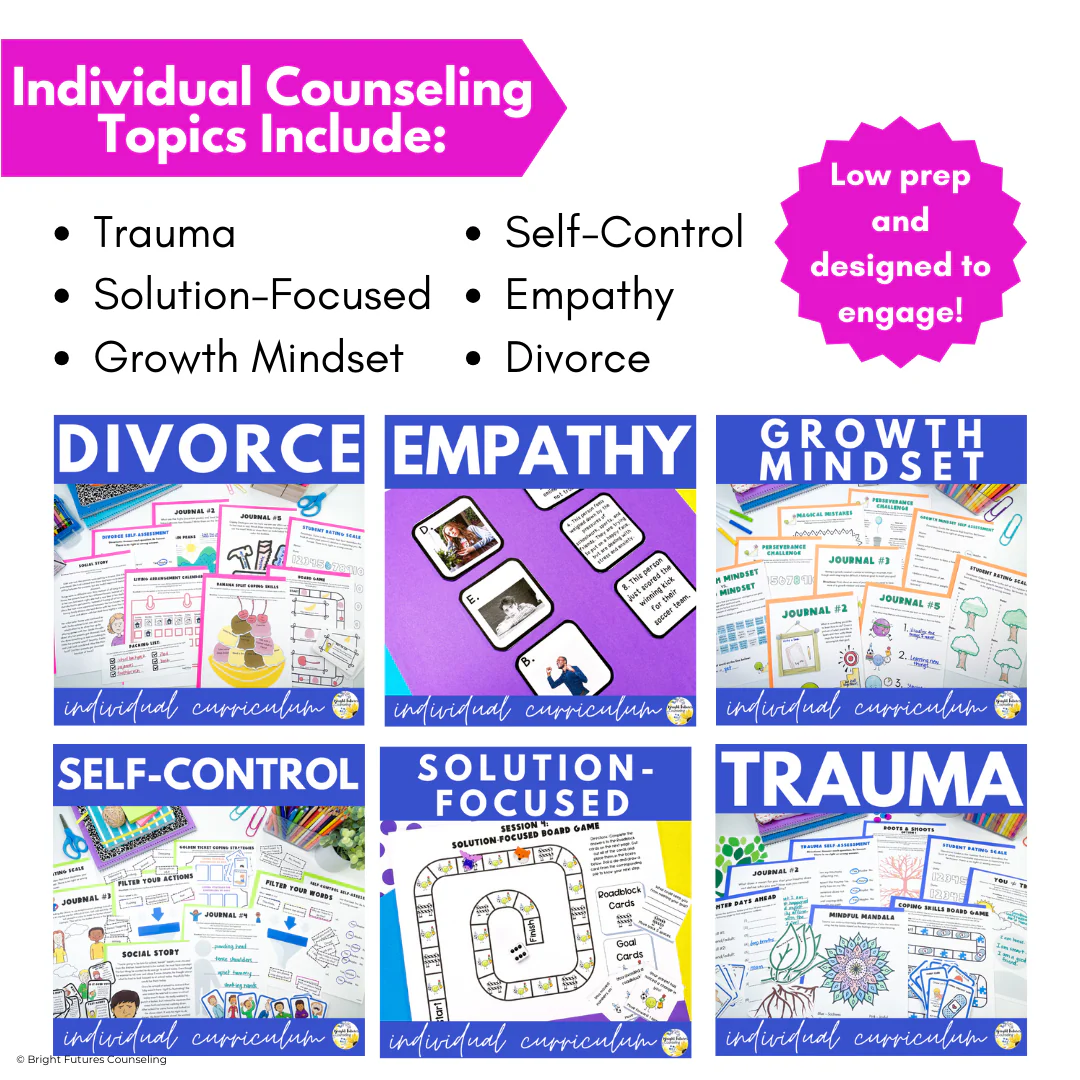 Individual Counseling Curriculum Bundle II with 6 School Counseling Lesson Plans - Image 5