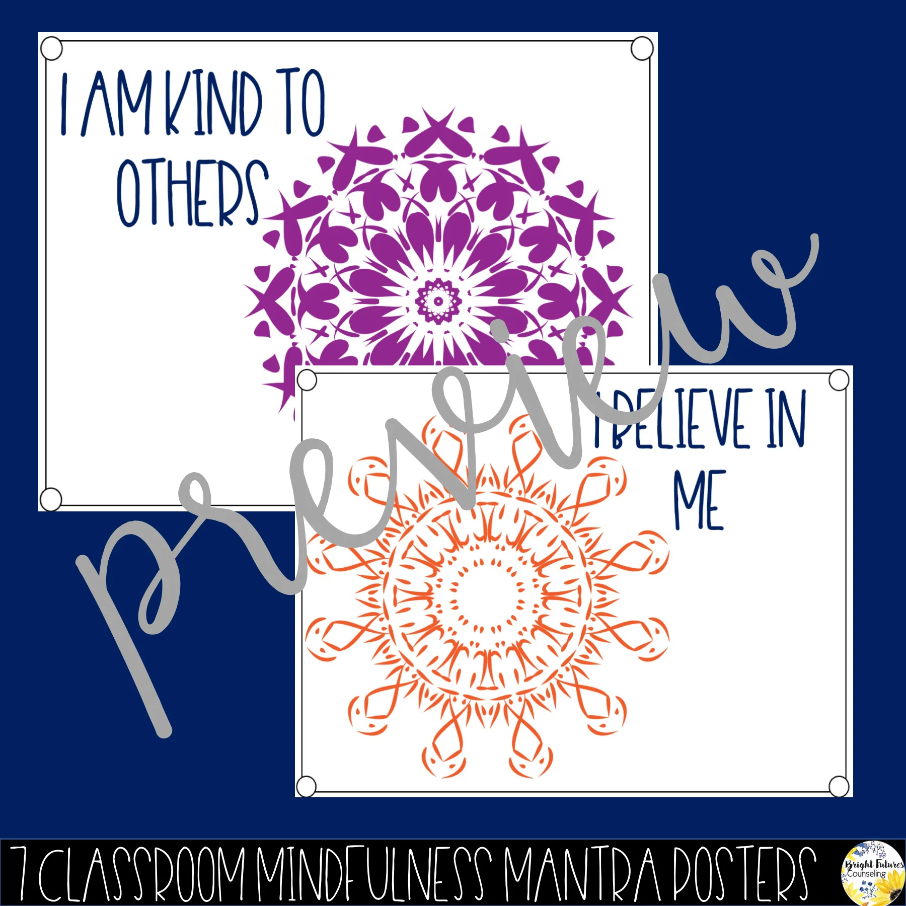 Mindful Mandala Mantras - Counseling Office and Classroom Decor - Image 2