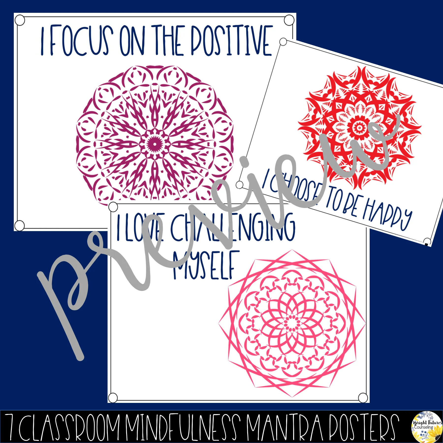 Mindful Mandala Mantras - Counseling Office and Classroom Decor - Image 3