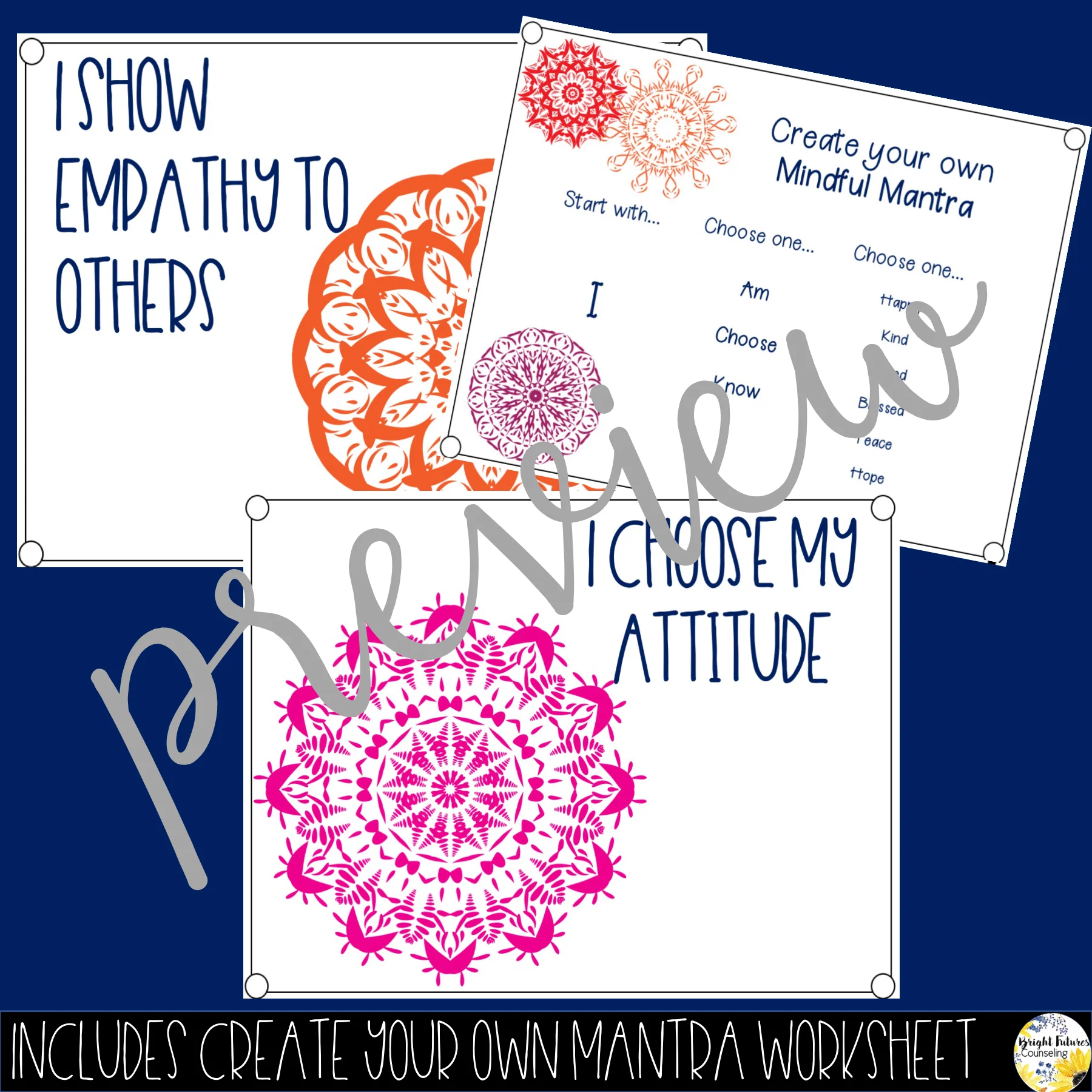 Mindful Mandala Mantras - Counseling Office and Classroom Decor - Image 4