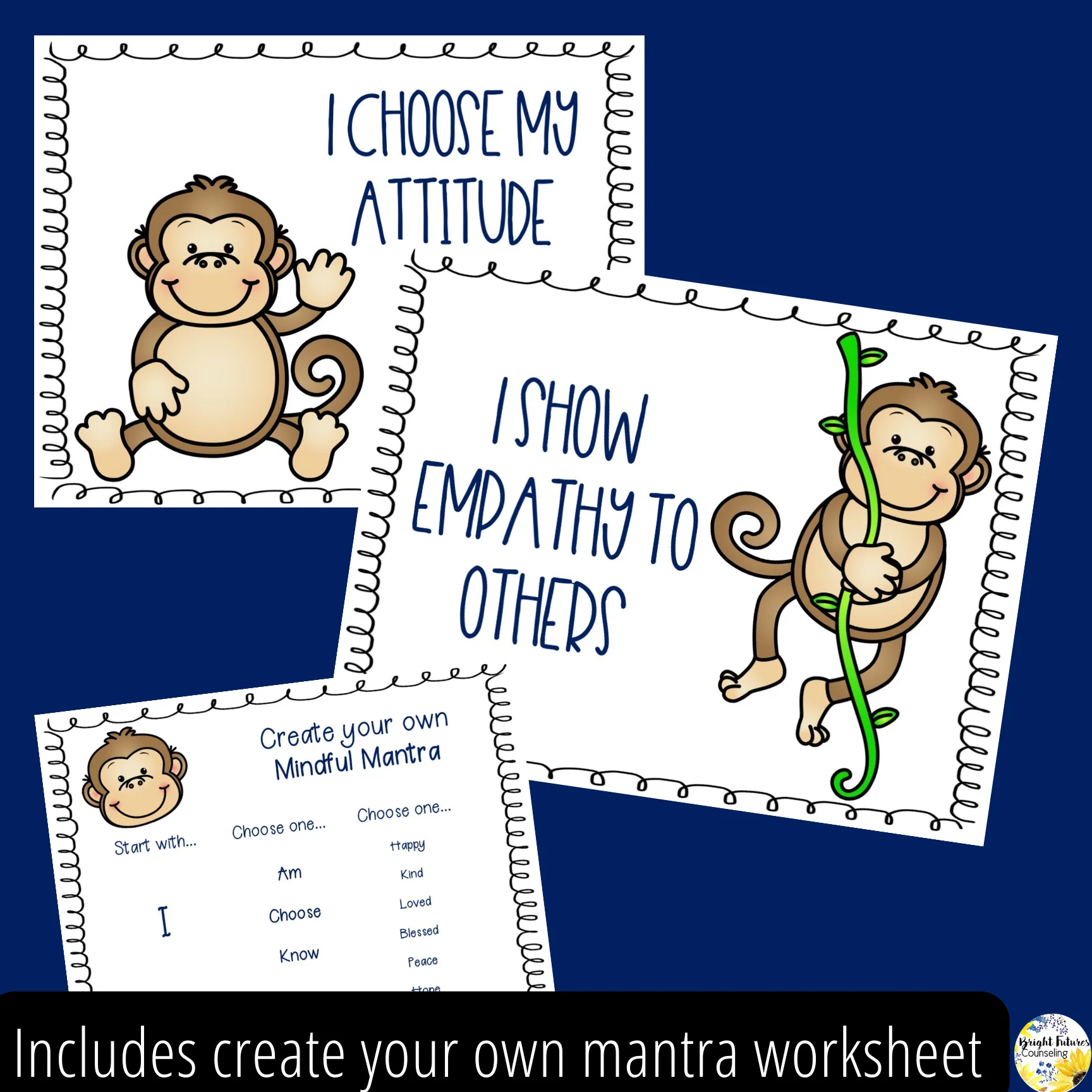 Mindful Monkey Mantras - Counseling Office and Classroom Decor - Image 3
