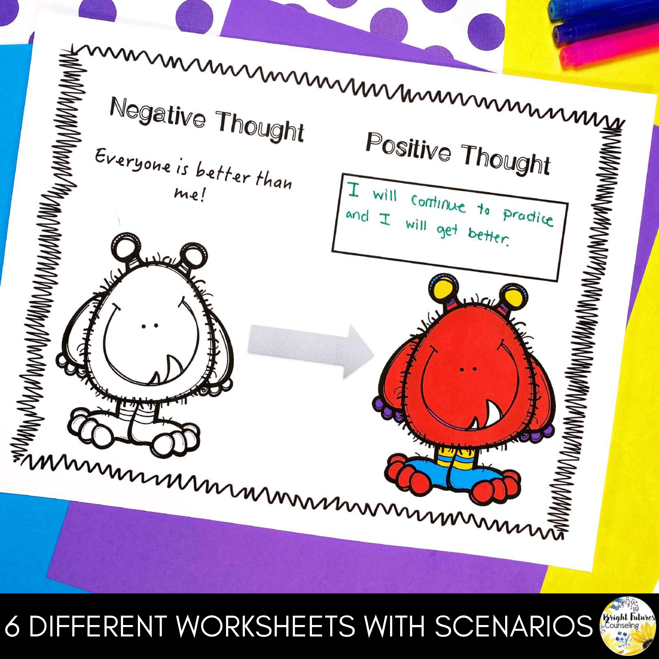 Changing Negative Thought Patterns: Negative Thought Monster Counseling Activity - Image 3