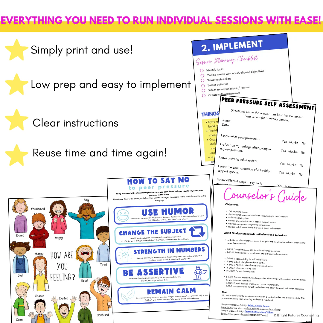 Peer Pressure Individual Counseling Curriculum for Middle School Counseling - Image 13
