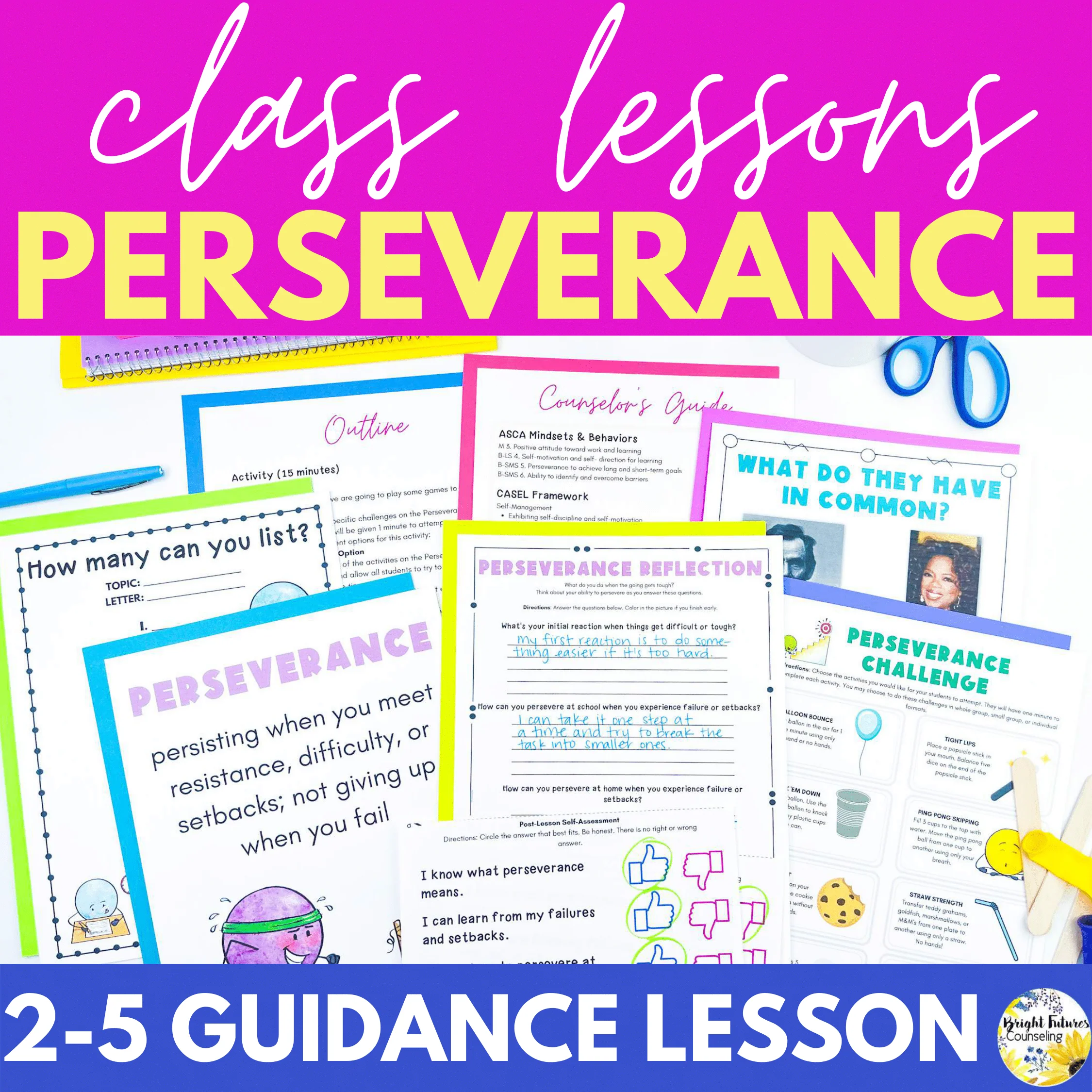Perseverance and Determination Elementary Counseling SEL Lesson & Activities
