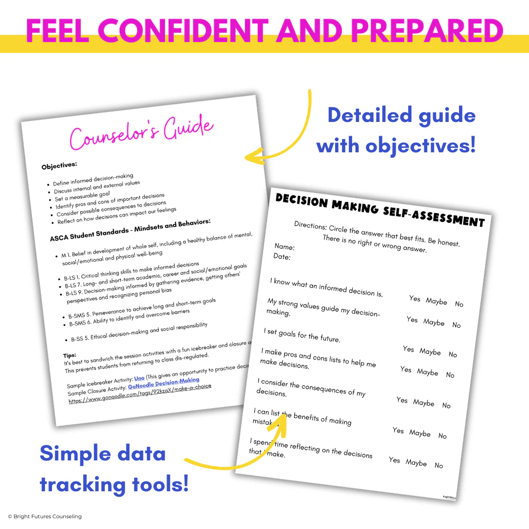Responsible Decision Making Middle School Counseling - Choices and Consequences - Image 5