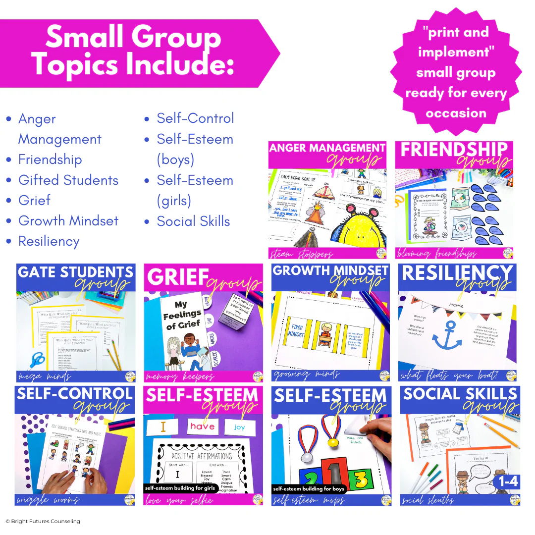 School Counseling Curriculum BUNDLE 10 Low-Prep Ready to Use Counseling Groups - Image 5