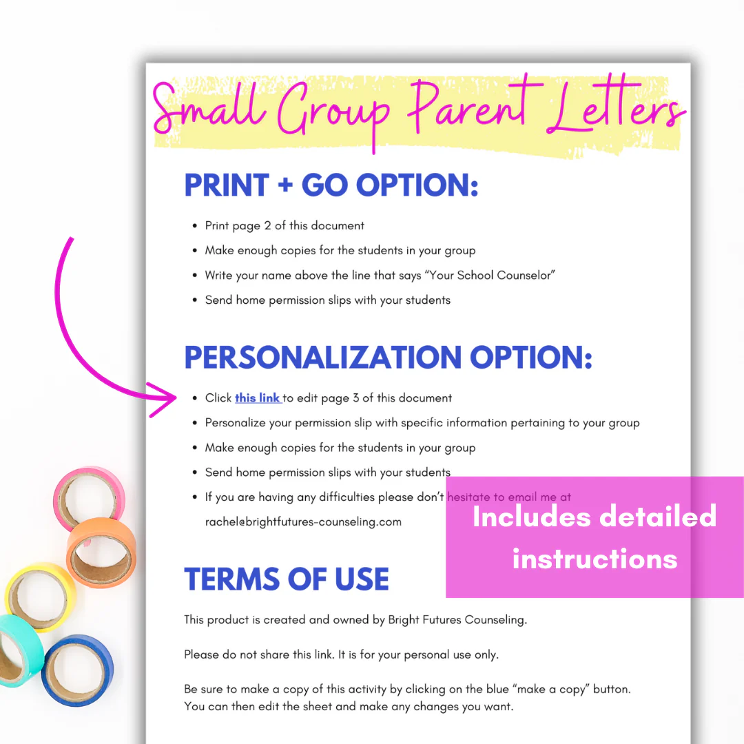 School Counseling Group Parent Letters + Permission Slips - Image 3
