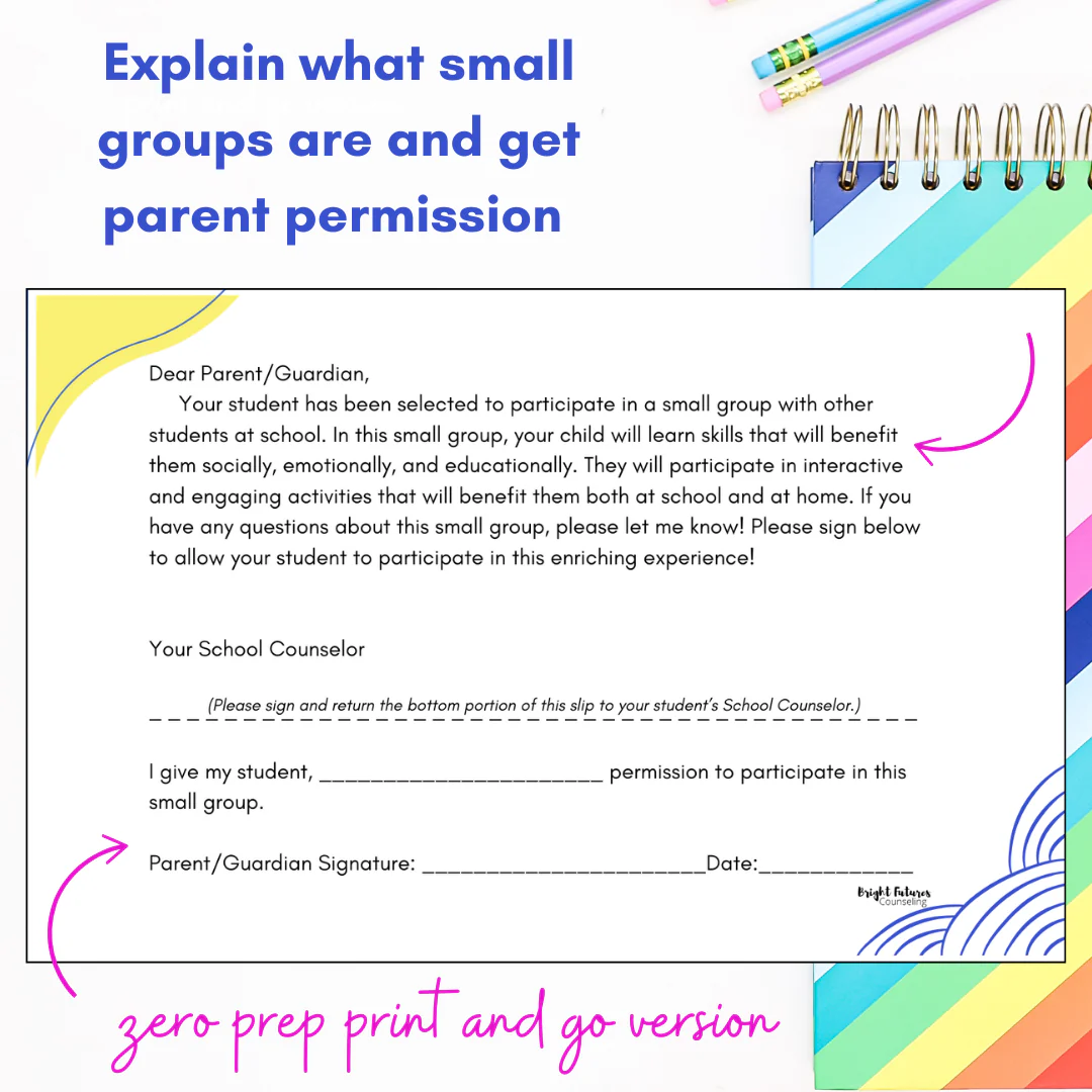 School Counseling Group Parent Letters + Permission Slips - Image 4