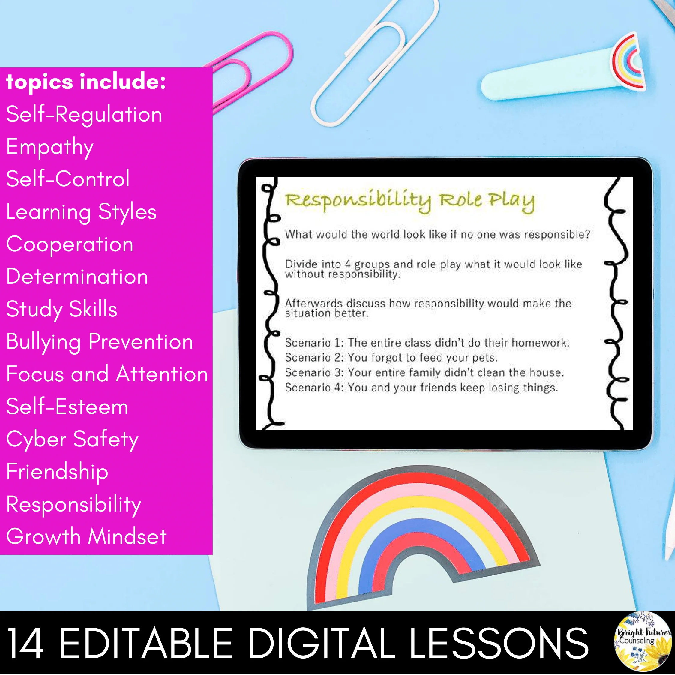 School Counseling Guidance Lesson BUNDLE - EDITABLE Classroom Guidance Lessons - Image 2