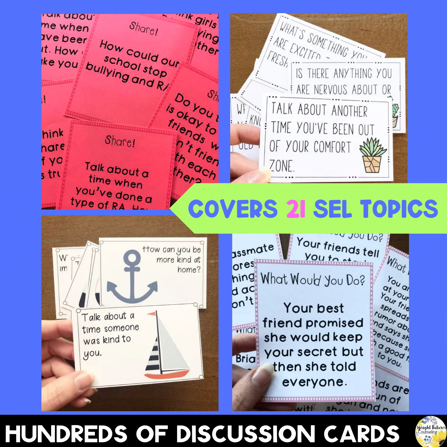 School Counseling SEL Discussion Cards Bundle - Image 3