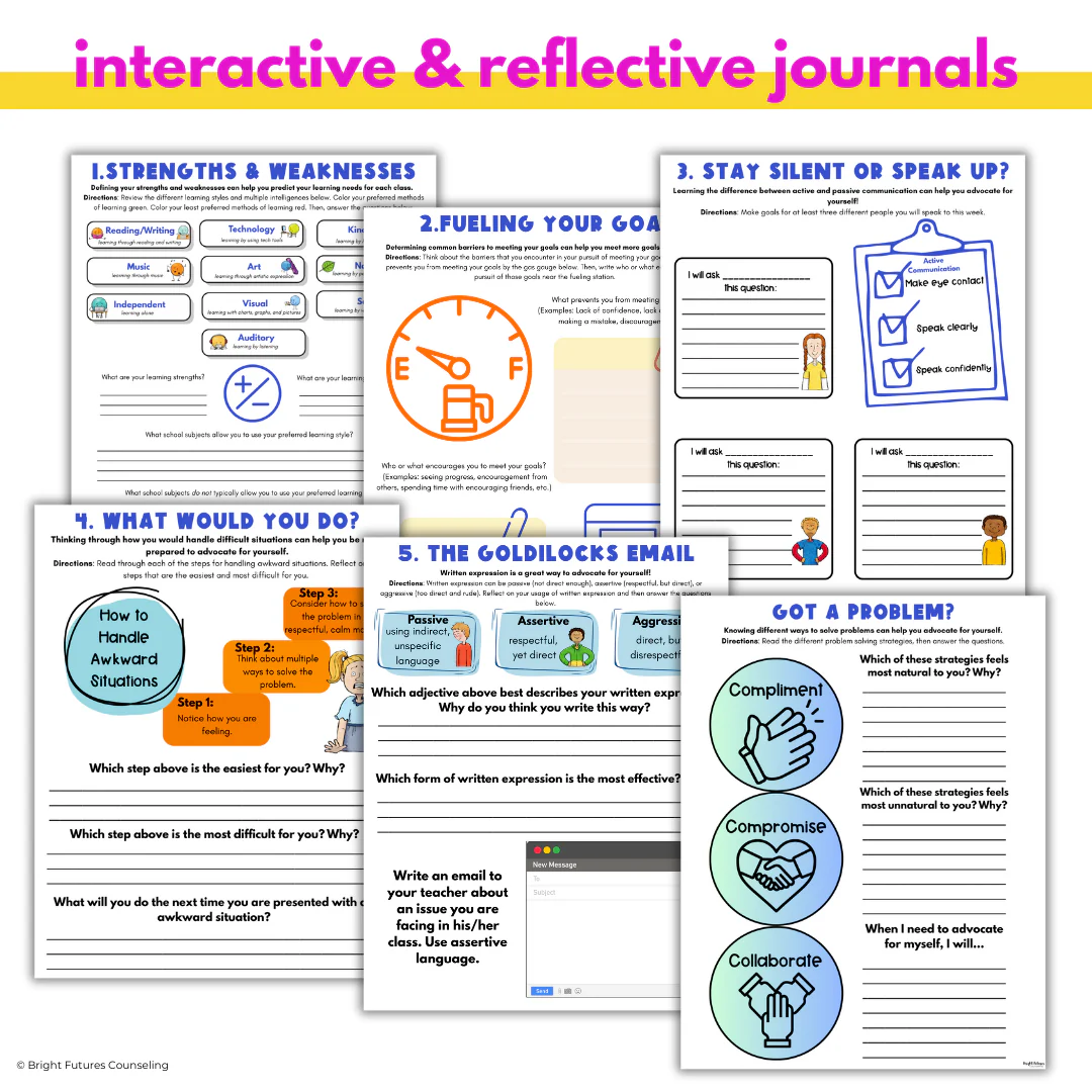 Self-Advocacy Middle School Individual Counseling - Self-Advocacy Worksheets - Image 11
