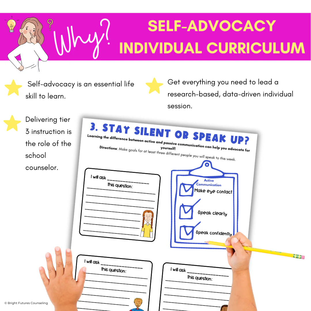 Self-Advocacy Middle School Individual Counseling - Self-Advocacy Worksheets - Image 3