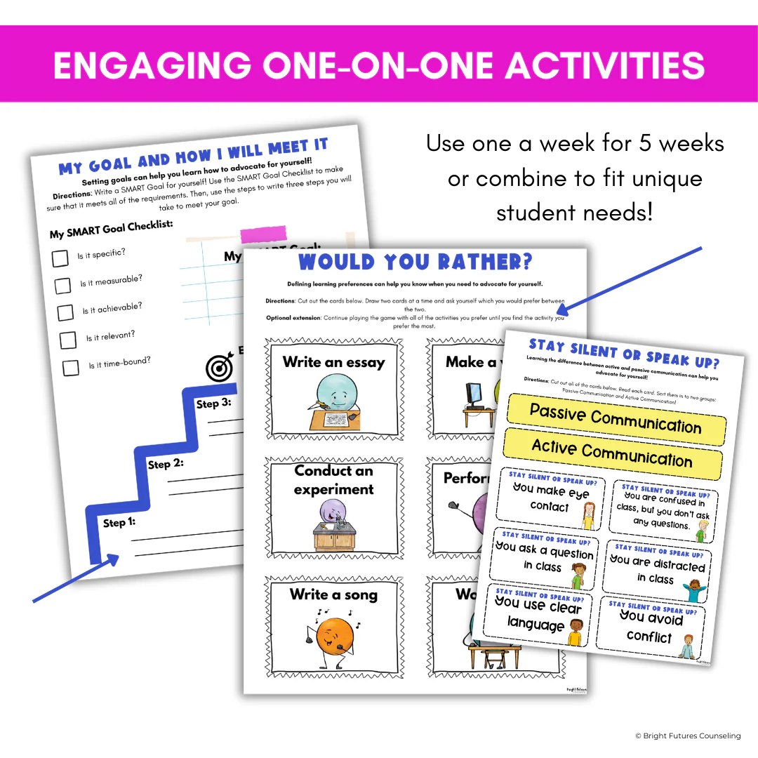 Self-Advocacy Middle School Individual Counseling - Self-Advocacy Worksheets - Image 9