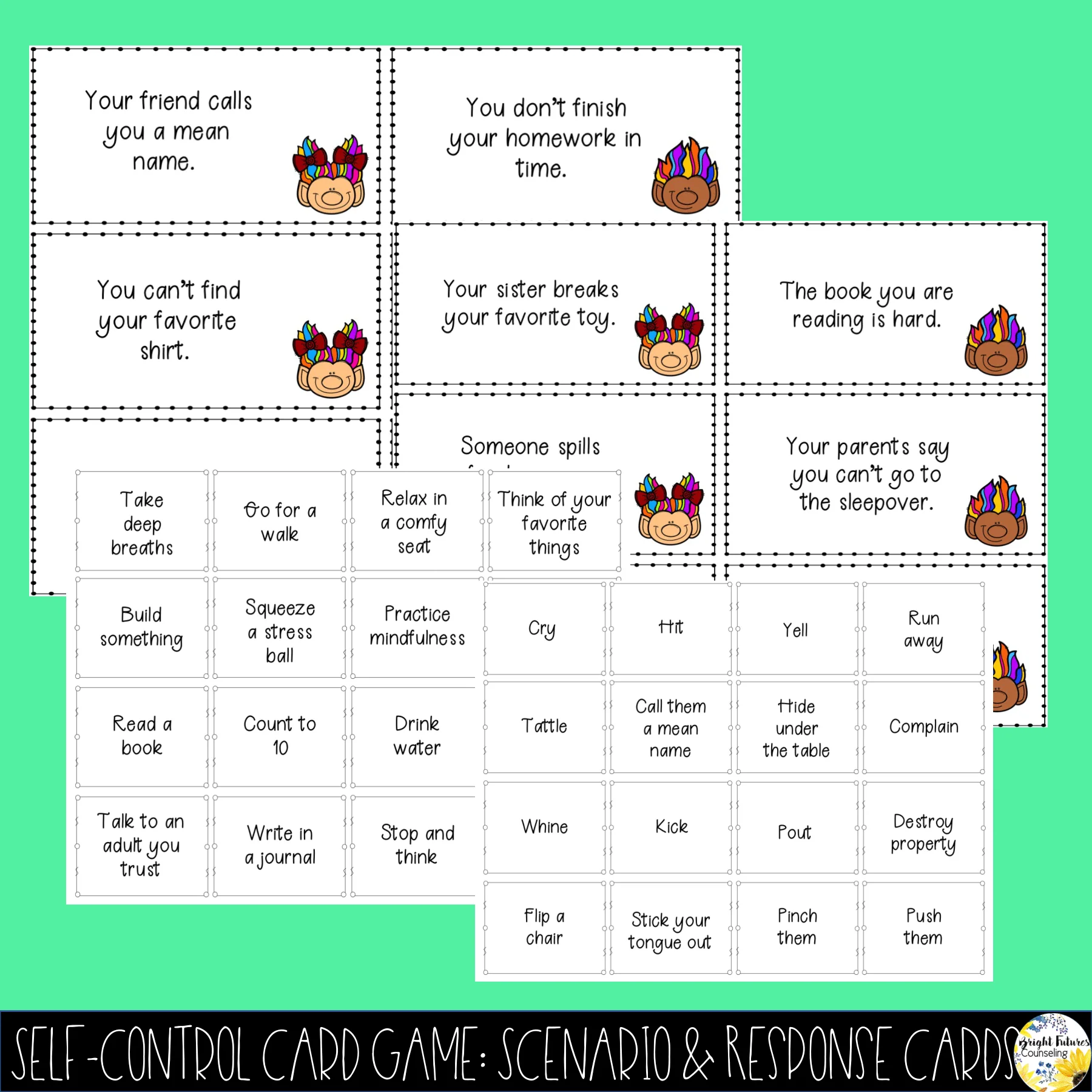 Self-Control BUNDLE Self-ConTROLLS Counseling Task Cards Activity Pack and Game - Image 3