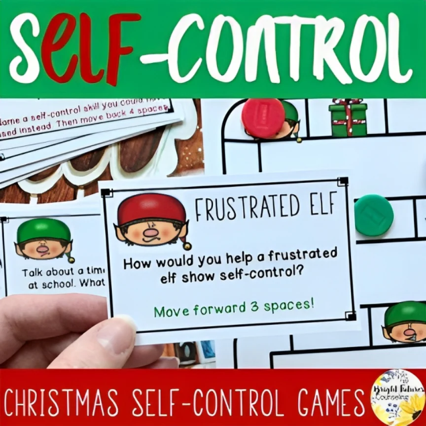sELF-Control Christmas Game + Google Slides Digital Holiday Board Game